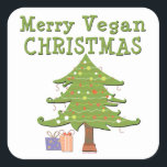 Sticker Carré Merry Vegan Christmas<br><div class="desc">Vegan holiday vend ideas and Merry vegan Christmas t-shirts,  cards,  jewelry,  ornaments et santa vengets for vegans this holiday.</div>