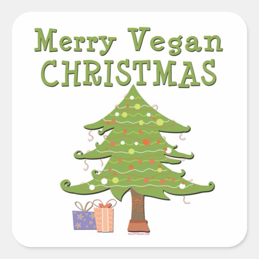 Sticker Carré Merry Vegan Christmas (Devant)