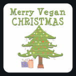 Sticker Carré Merry Vegan Christmas<br><div class="desc">Vegan holiday vend ideas and Merry vegan Christmas t-shirts,  cards,  jewelry,  ornaments et santa vengets for vegans this holiday.</div>
