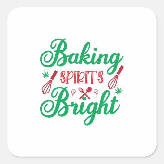 Sticker Carré Merry Xmas Baking Spirits Bright (Devant)