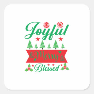 Sticker Carré Merry Xmas Joyful Merry Blessed