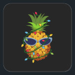 Sticker Carré Merry Xmas Pineapple Christmas Tree Lights<br><div class="desc">Merry Xmas Pineapple Christmas Tree Lights</div>