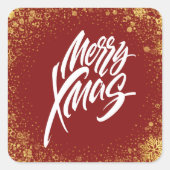Sticker Carré Merry xmas rouge (Devant)