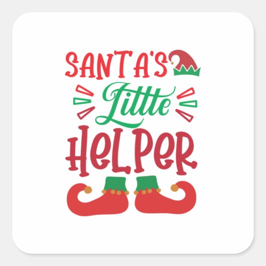Sticker Carré Merry Xmas Santa Little Helper (Devant)