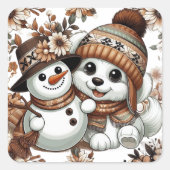 Sticker Carré Merveilles florales complexes : Chien adorable (Devant)