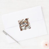 Sticker Carré Merveilles florales complexes : Chien adorable (Enveloppe)