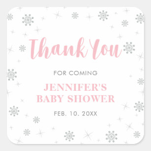 Sticker Carré Merveilleux monde d'hiver, Faveur de Baby Shower A