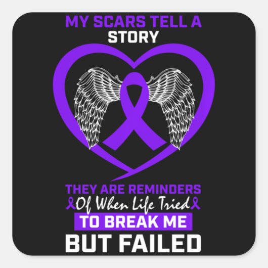 Sticker Carré Mes cicatrices racontent une histoire Lymphome de  (Devant)