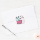 Sticker Carré Message d'amour souris mignonne avec chocolat (Enveloppe)