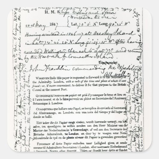 Sticker Carré Message de John Franklin (Devant)