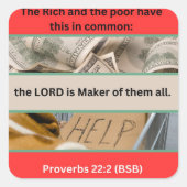 Sticker Carré Message Proverbes - Proverbes 22-2 - (Devant)