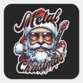 Sticker Carré Metal Christmas Rocker Santa Guitar Head (Devant)