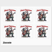 Sticker Carré Metal Christmas Tattooed Santa Playing Guitar (Feuille)