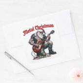 Sticker Carré Metal Christmas Tattooed Santa Playing Guitar (Enveloppe)
