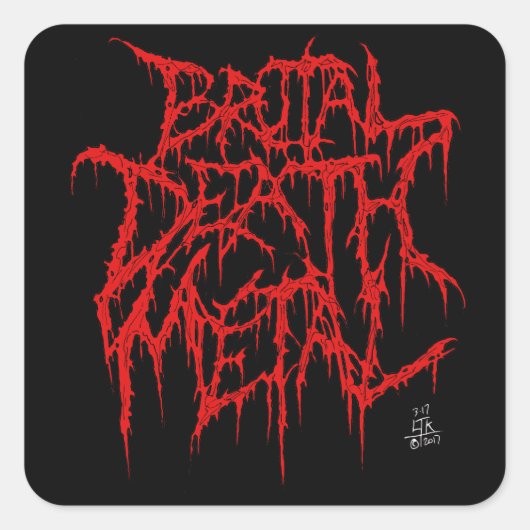 Sticker Carré Métal de mort brutal (Devant)