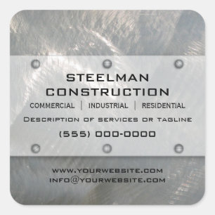 Sticker Carré Métal-Regard balayé d'argent de Faux promotionne