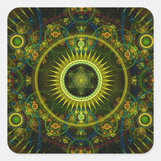 Sticker Carré "Metatron's Magick Wheel" - Art Fractal (Devant)