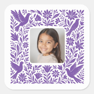 Sticker Carré Mexicain Otomí Tenango Talavera avec photo