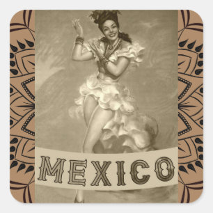 Sticker Carré MEXICO Art Vintage - Voyage -