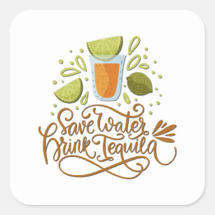 Sticker Carré Mexique - Boire de la tequila - léger