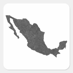 Sticker Carré Mexique Carte Design avec frontières cachées