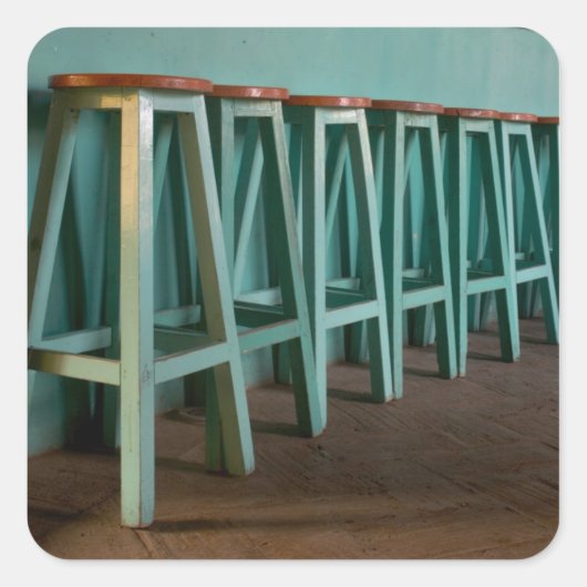 Sticker Carré Mexique, Oaxaca, Green Bar Stools (Devant)