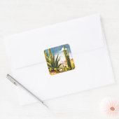 Sticker Carré Mexique Vintage voyage Cactus (Enveloppe)