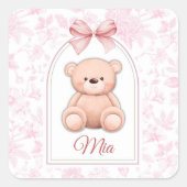 Sticker Carré Mia | Conception personnalisée d'ours en peluche r (Devant)