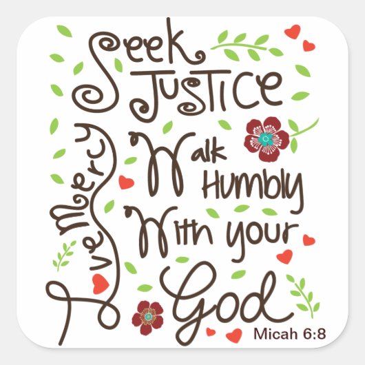 Sticker Carré Micah 6:8 Chercher Justice Amour Miscy (Devant)