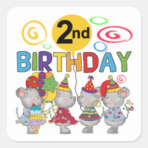Sticker Carré Mice 2e anniversaire T-shirts et cadeaux
