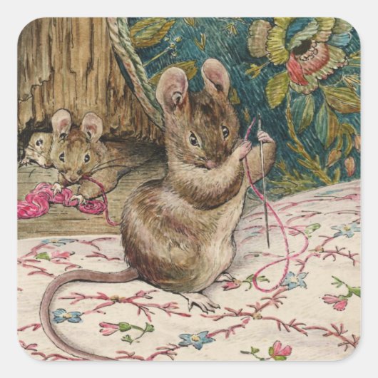Sticker Carré Mice At Work - Beatrix Potter (Devant)
