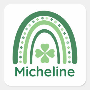 Sticker Carré Micheline Nom Clover Boho Rainbow