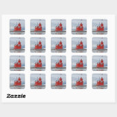 Sticker Carré Michigan Big Red Lighthouse Swans d'hiver (Feuille)