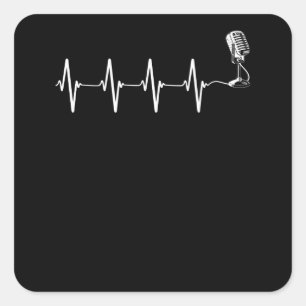 Sticker Carré Microphone Heartbeat