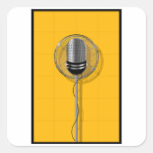 Sticker Carré Microphone Rétro sur Jaune Gras (Devant)