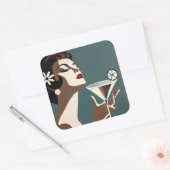 Sticker Carré Mid Century Modern Art The Martini DIva (Enveloppe)