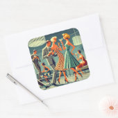 Sticker Carré Mid Century Modern Martini Dance Cocktail Party (Enveloppe)