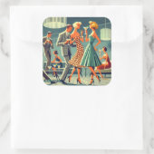 Sticker Carré Mid Century Modern Martini Dance Cocktail Party (Sac)