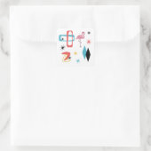 Sticker Carré Mid Century Modern Oval Starburst Flamingo Pattern (Sac)