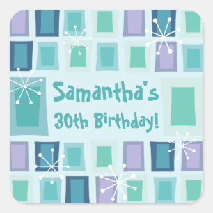 Sticker Carré Mid Century Moderne 30e Anniversaire Aquamarine