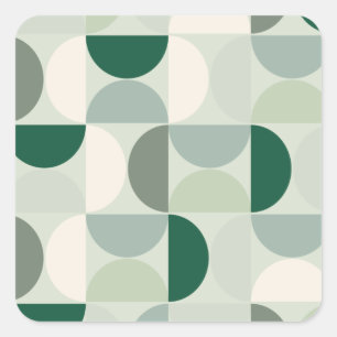 Sticker Carré Mid Century Moderne Abstrait Motif Sage Green
