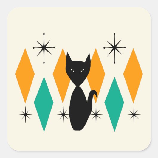 Sticker Carré Mid Century Moderne Starburburbs Atomique Diamonds (Devant)