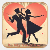 Sticker Carré Mid Century moderne Valentine Dancing Couple (Devant)