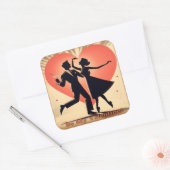Sticker Carré Mid Century moderne Valentine Dancing Couple (Enveloppe)
