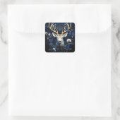 Sticker Carré Midnight Celestial Floral Gothic Deer  (Sac)
