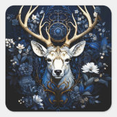 Sticker Carré Midnight Celestial Floral Gothic Deer  (Devant)