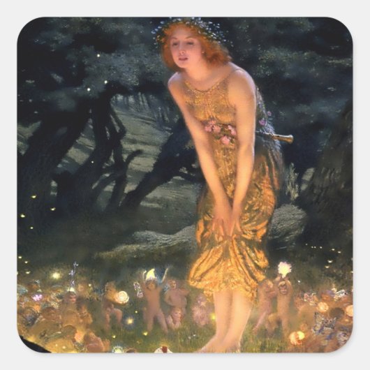 Sticker Carré “Midsummer Eve” by Edward Robert Hughes (Devant)