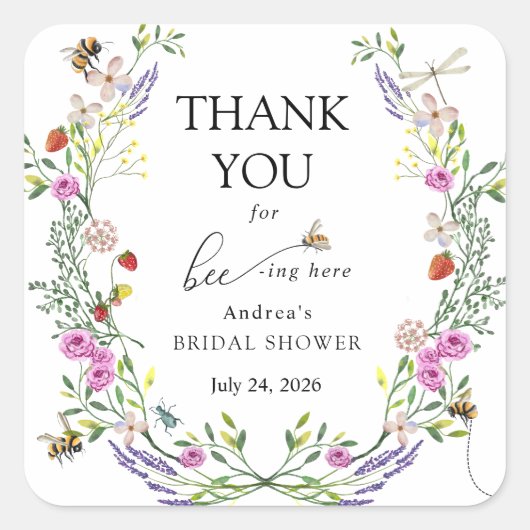 Sticker Carré Miel Bee | Merci Favor (Devant)