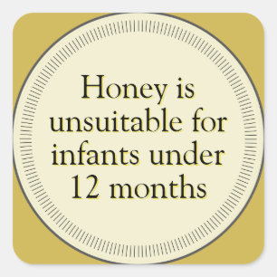 Sticker Carré Miel d'avertissement pour bébé or
