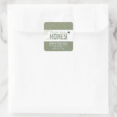 Sticker Carré Miel pur miel cru mignon Bee Crossant Or Honeycomb (Sac)